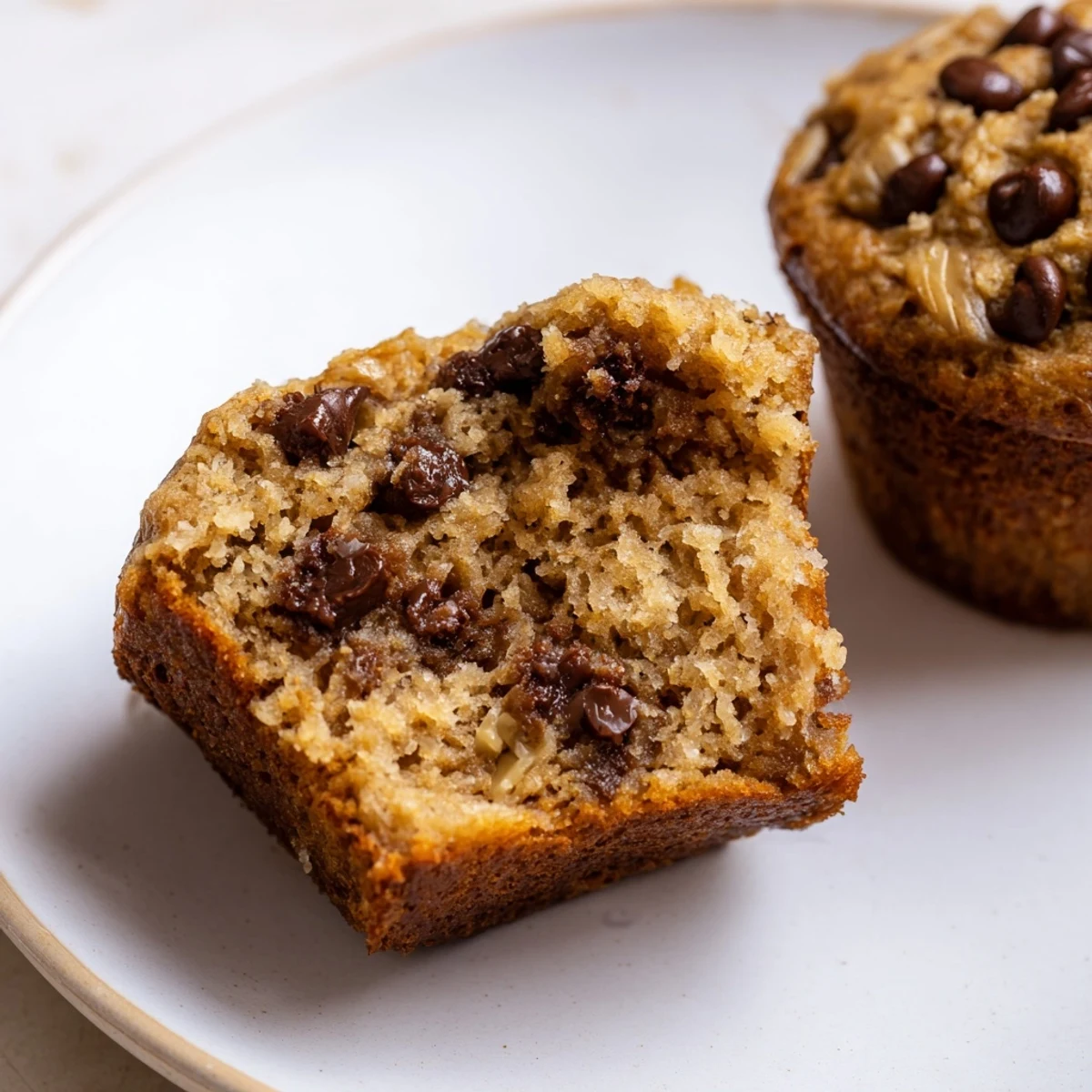 Warm chocolate chip banana bread muffins fresh from the oven, ready for a comforting breakfast treat.