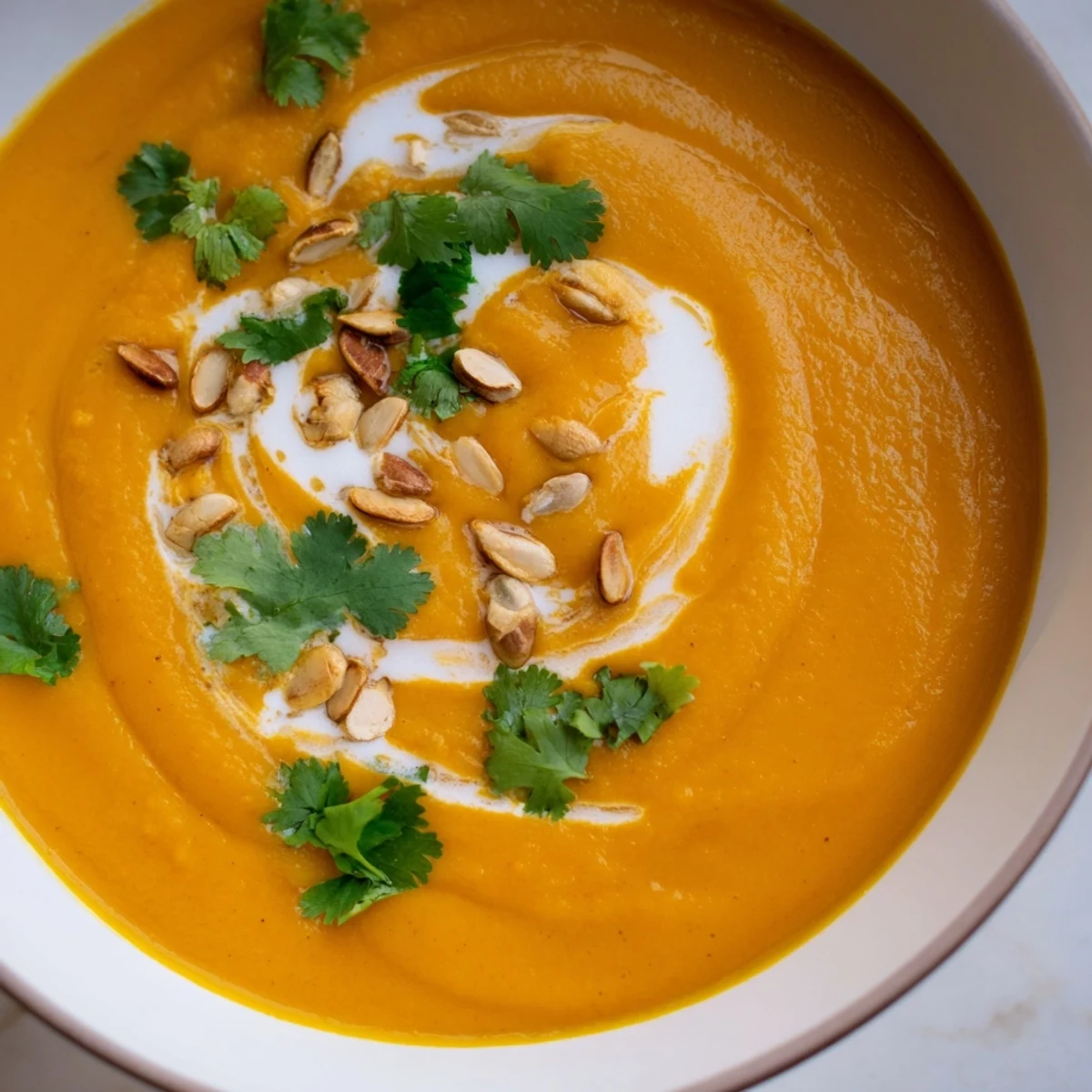 Enjoy the smooth texture of this delicious, dairy-free Roasted Carrot and Ginger Soup recipe.