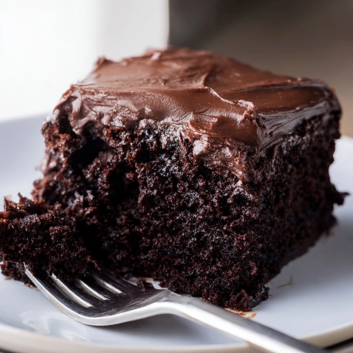 Warm Chocolate Brownies with Fudge Frosting, served on a rustic plate with a tall glass of cold milk.