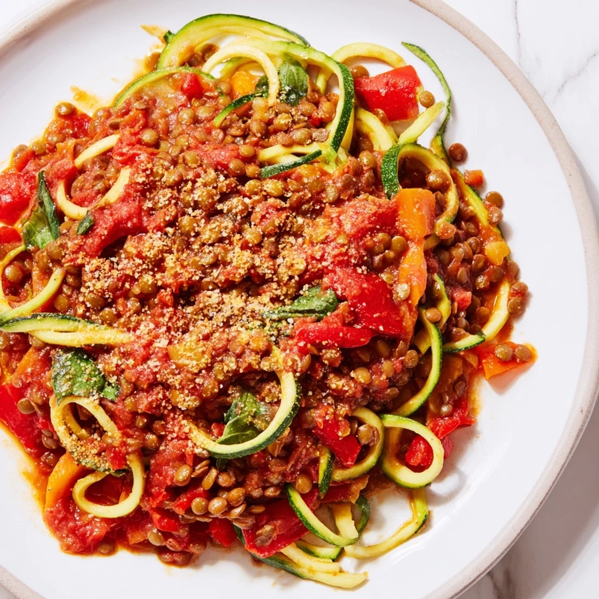 Vegan Lentil Bolognese Zucchini
