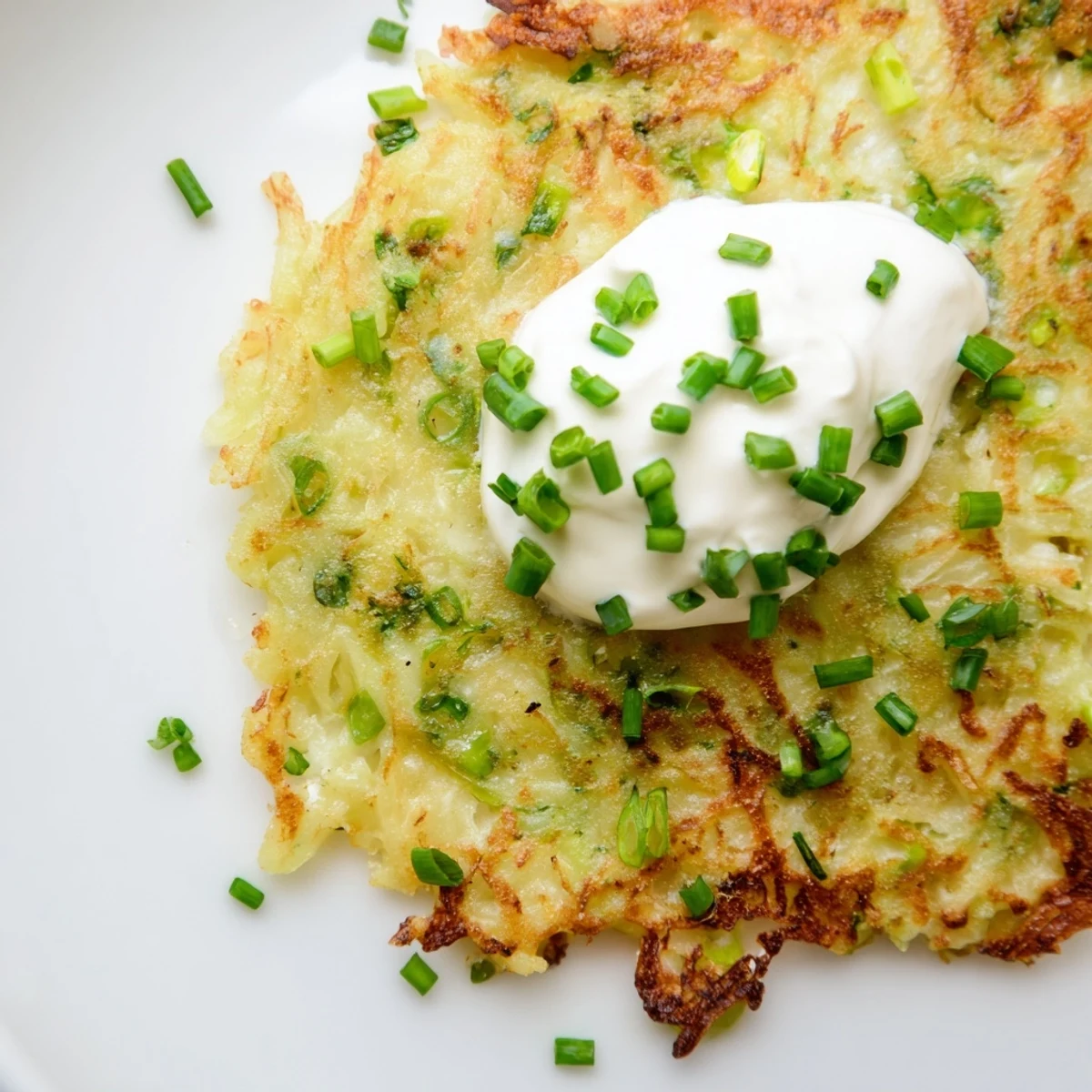 Golden, crispy potato cakes flecked with fresh scallions, served with a dollop of cool sour cream.