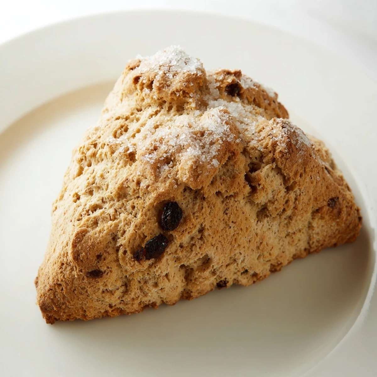 Freshly baked Irish Soda Bread Scones, slightly cracked on top, are served warm with a pat of melting butter and a dollop of jam.  