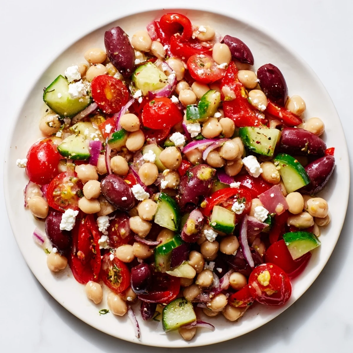 The Mediterranean Dense Bean Salad served in a rustic bowl, ready to be enjoyed as a healthy side.