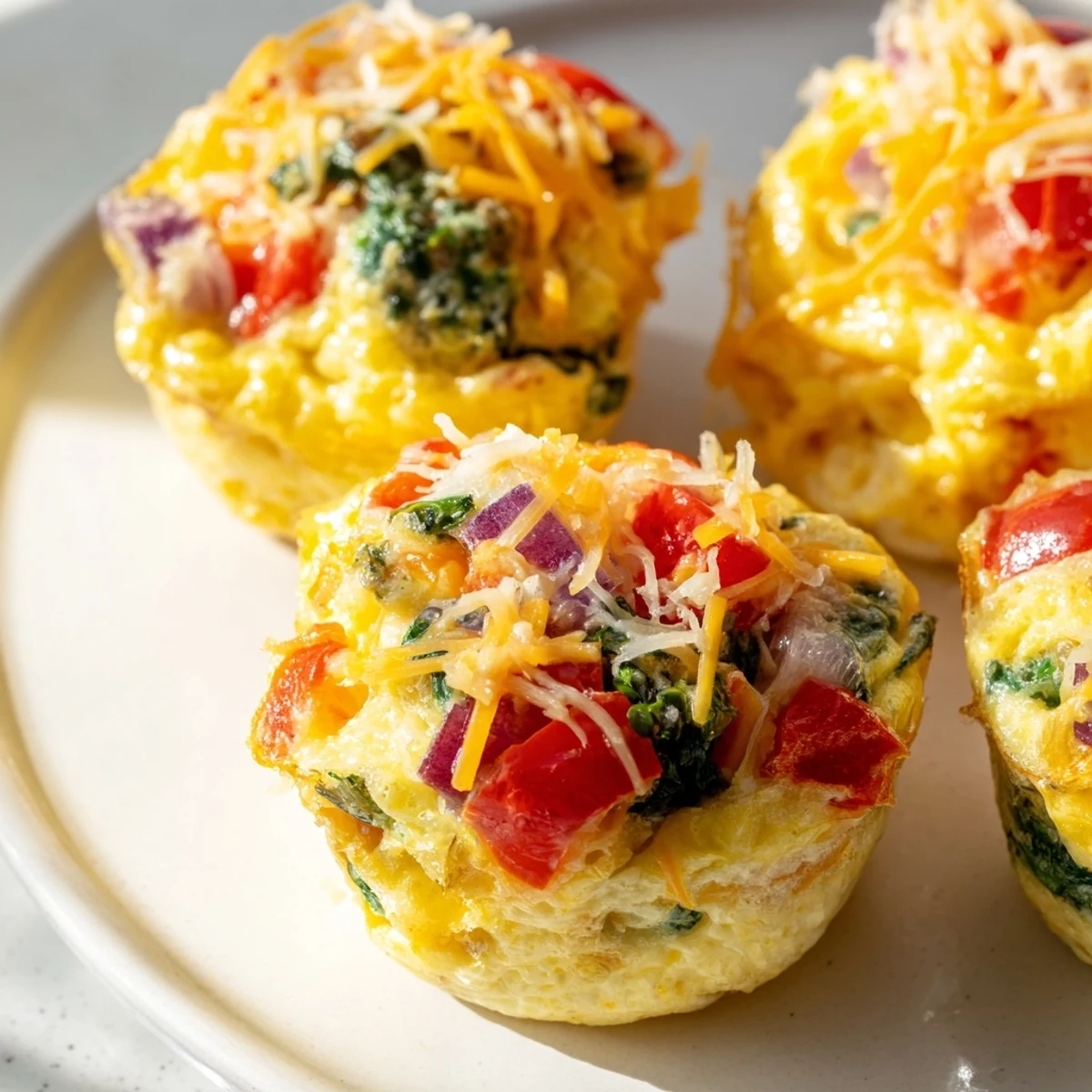 Top-down view of twelve golden-brown Best Frittata Egg Muffins in a greased muffin tin, ready for a healthy breakfast or on-the-go snack.