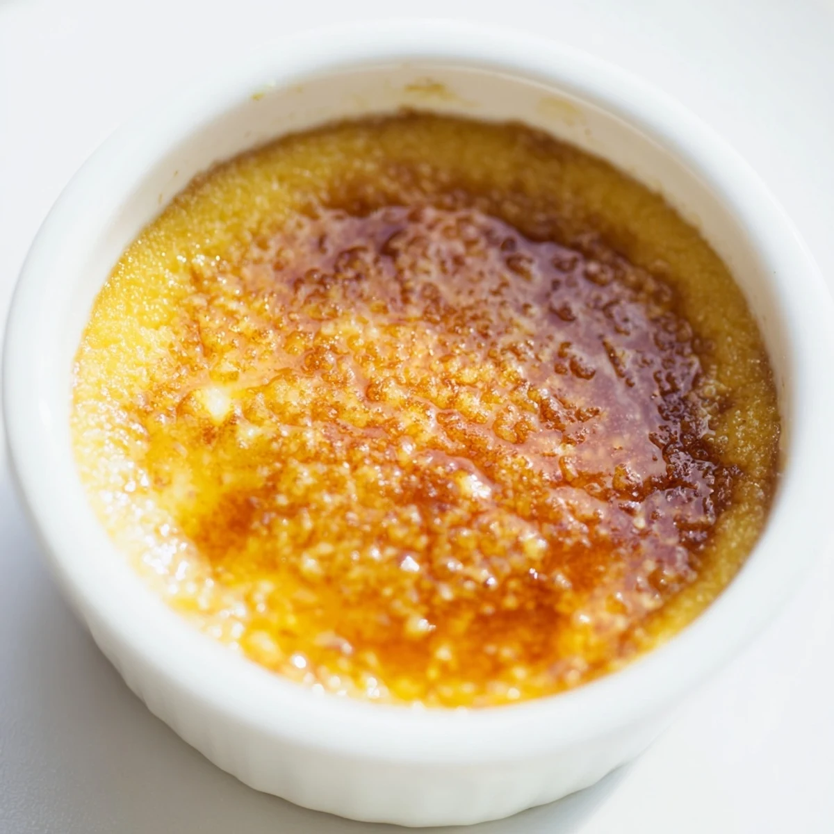 Creamy Classic Baked Milk Pudding in a white dish, garnished with fresh berries for a sweet dessert.