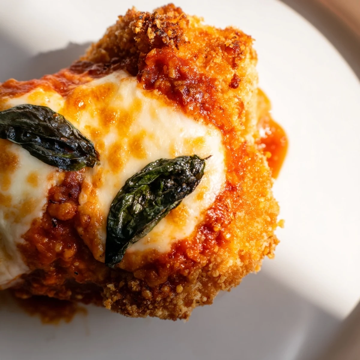 Homemade Chicken Parmesan Pizza with tangy marinara sauce and red pepper flakes for added heat.