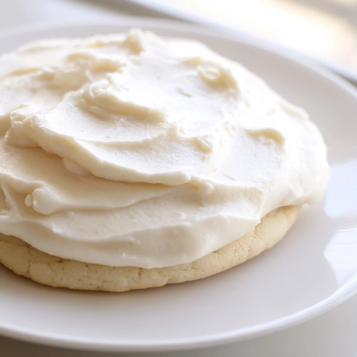 A creamy bowl of Easy Sugar Cookie Frosting with a soft crust, perfect for piping swirls onto homemade sugar cookies.