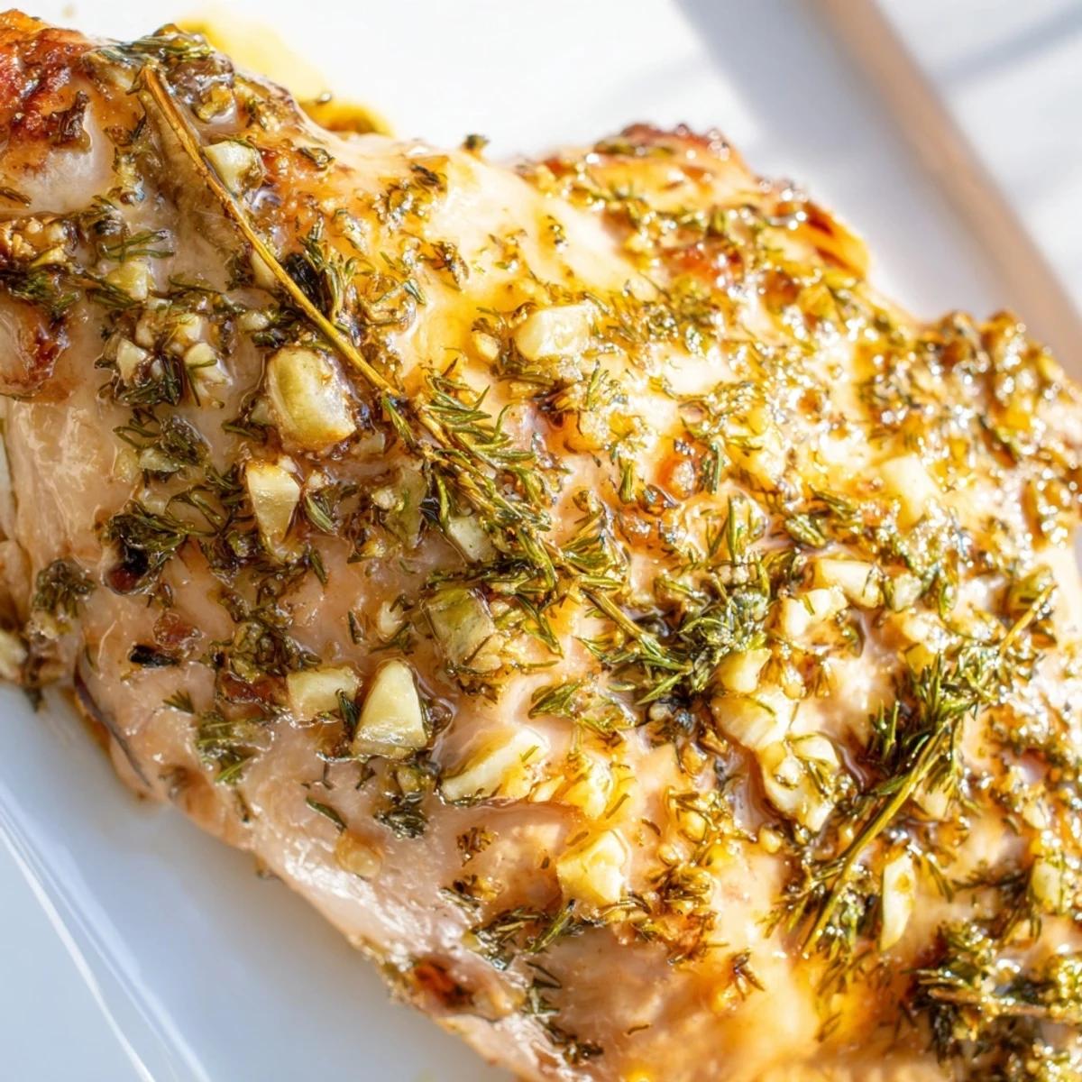Tender baked Paleo Lemon Dill Chicken breasts with a vibrant citrus herb glaze.