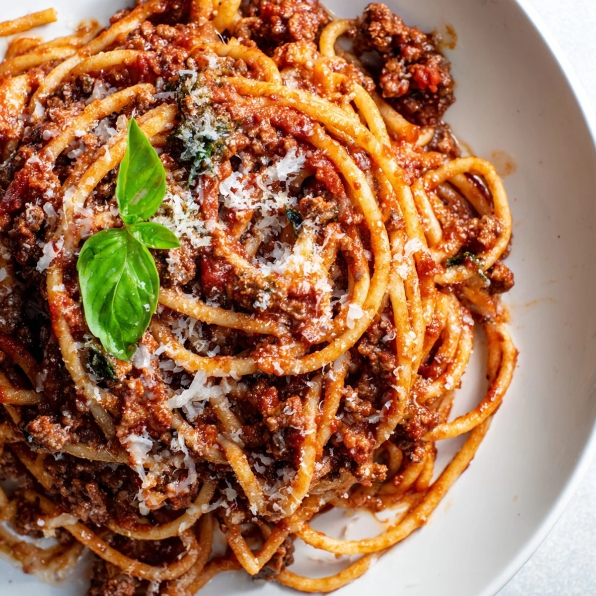 The Bear Spaghetti served in a rustic Italian-American style, with rich tomato sauce clinging to each strand of pasta.