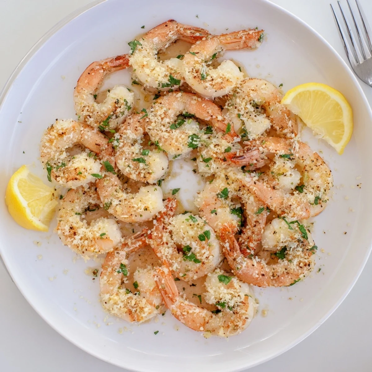 Served hot in a rustic bowl, air fryer garlic parmesan shrimp looks ready for a quick, low-carb dinner.