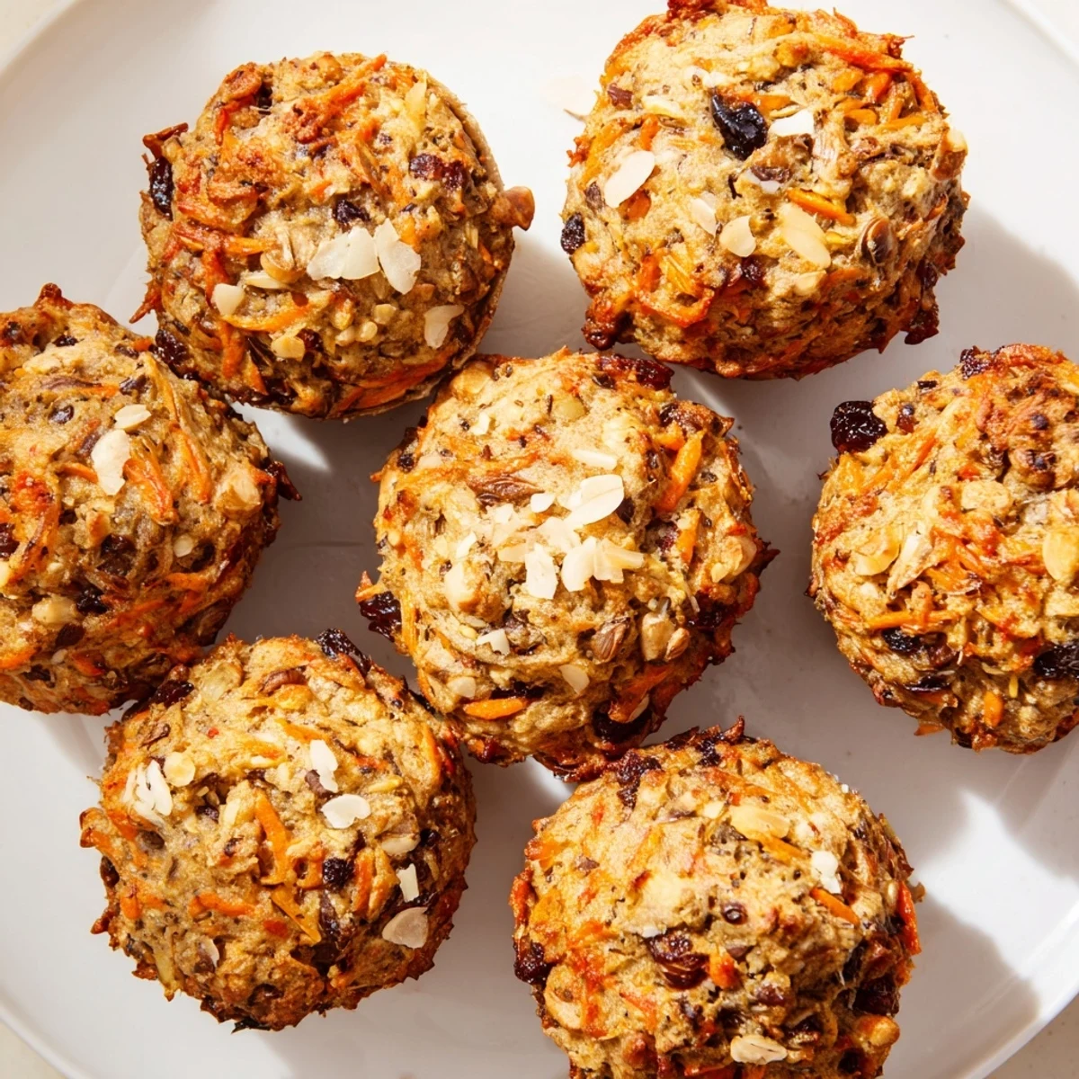 Morning Glory Muffins cooling on a wire rack, filled with nuts and raisins for breakfast.