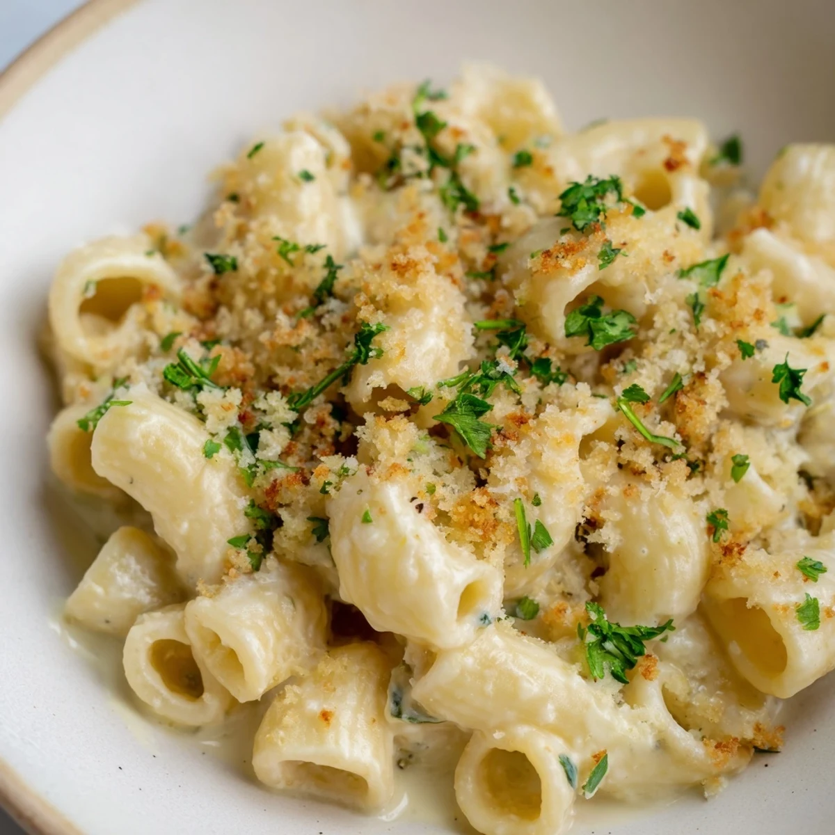 Creamy Boursin mac and cheese with melted cheddar sauce coating every elbow pasta noodle
