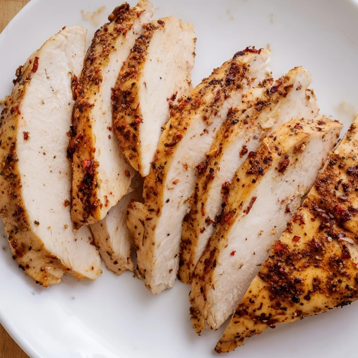 Grilled spicy Mediterranean chicken breasts served atop a crisp cucumber tomato salad with red onion and olives