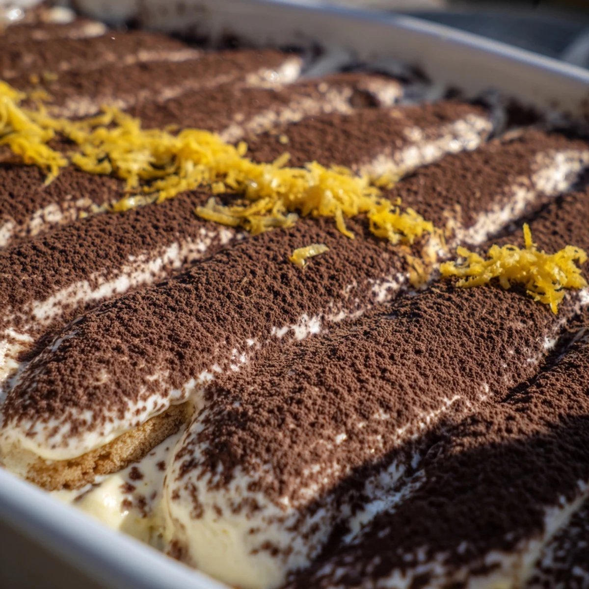 Golden layers of tea-soaked ladyfingers stacked between creamy mascarpone in this elegant Earl Grey tiramisu dessert