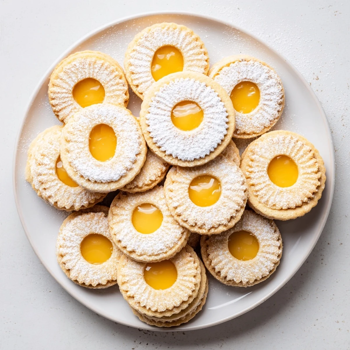 Tender buttery Linzer sandwich cookies filled with bright tangy Meyer lemon curd