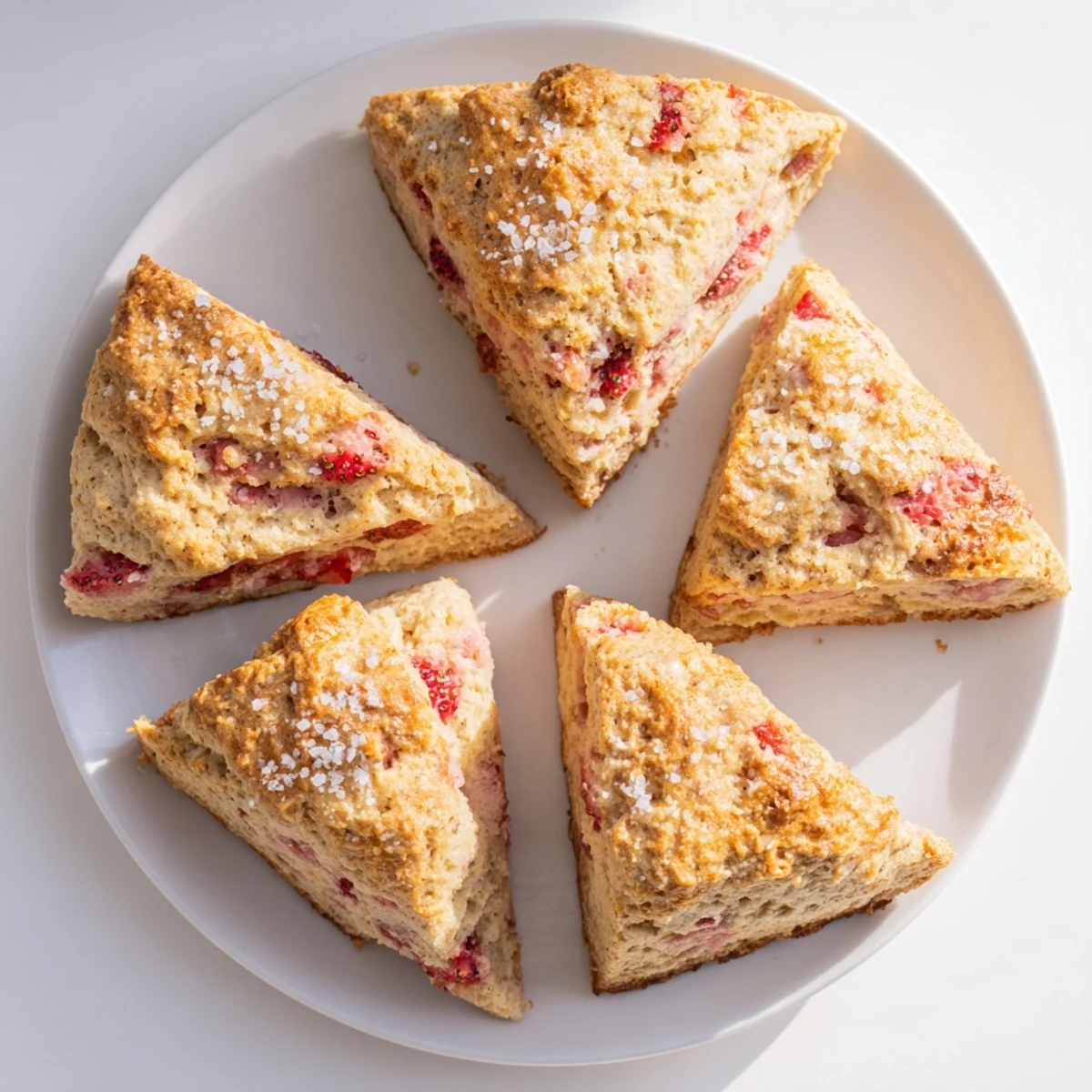 Fresh strawberry scones with tender crumb and sweet berries ready for breakfast or afternoon tea