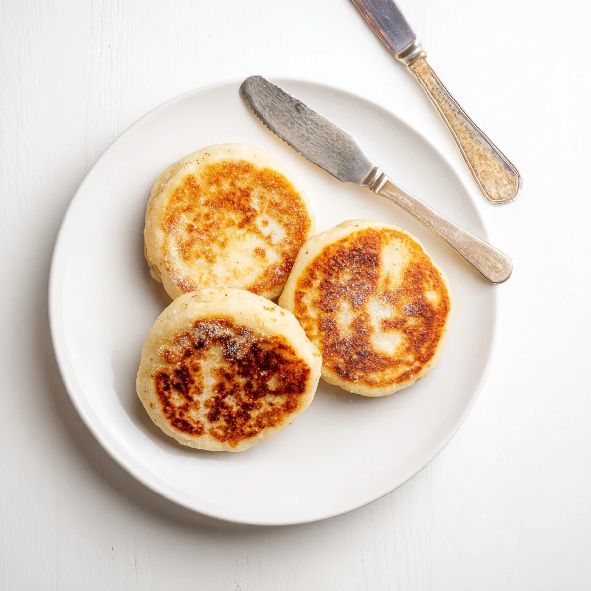 Golden brown Irish potato cakes sizzling in a skillet with melted butter
