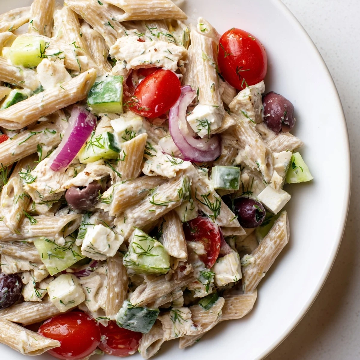 High Protein Greek Pasta Salad