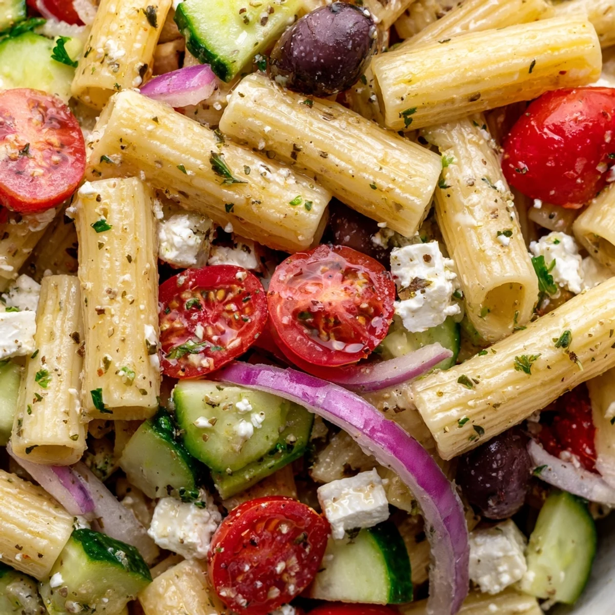 Greek Pasta Salad Mediterranean Style