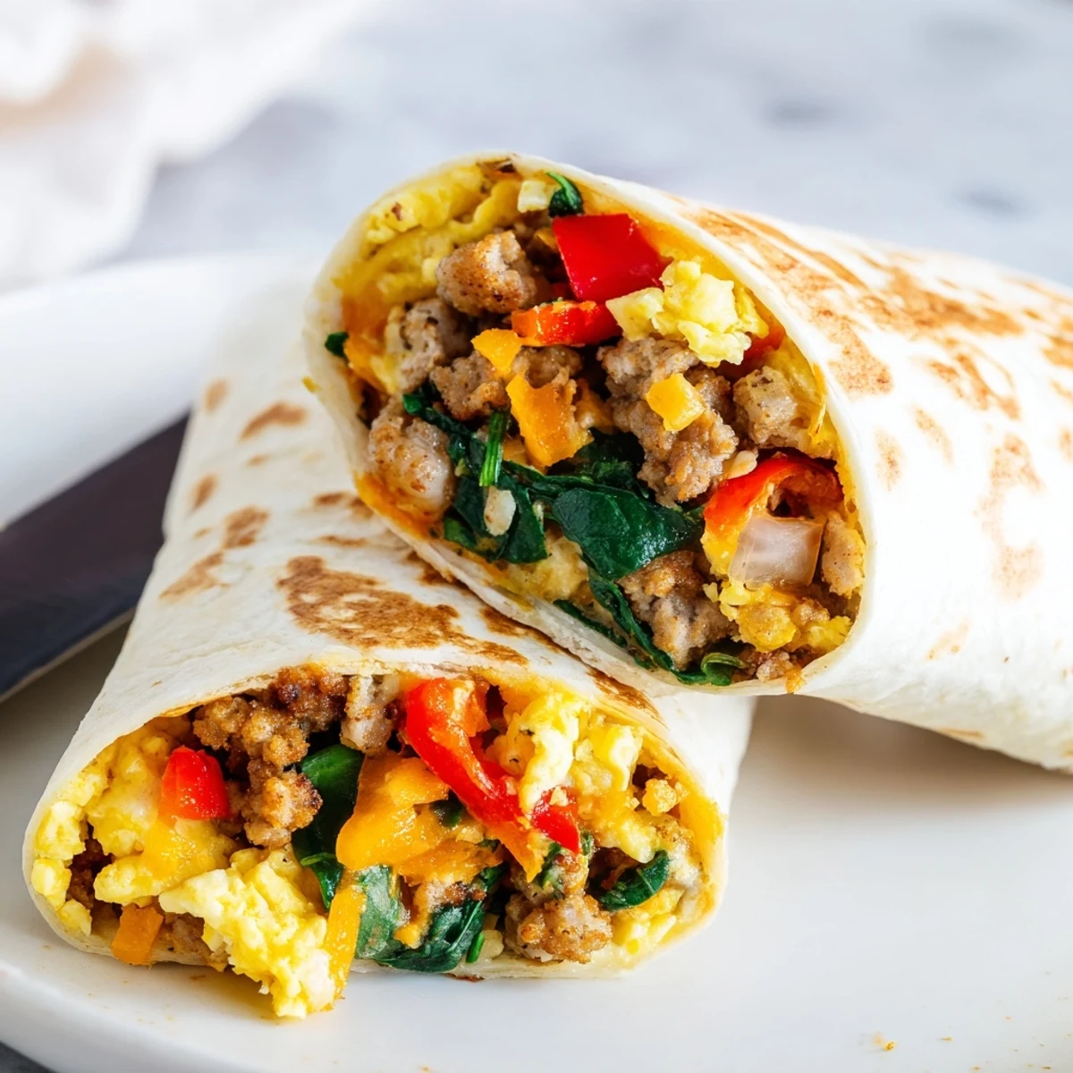 Warm freezer breakfast burritos ready to grab for a quick hearty morning meal
