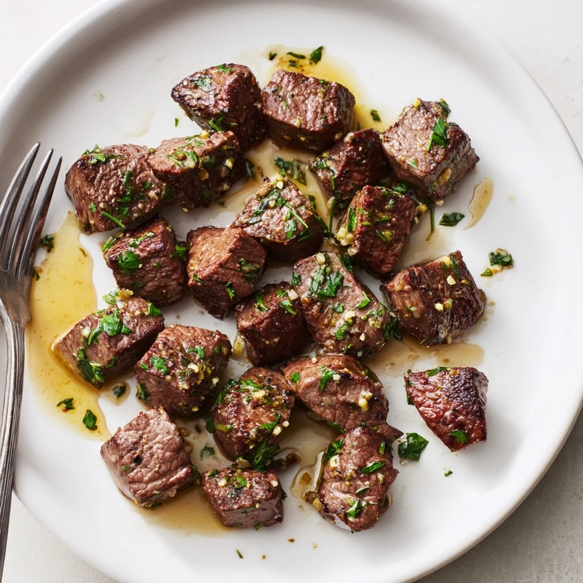 Skillet-roasted Cowboy Butter Steak Bites Recipe tossed with lemon zest and herbs