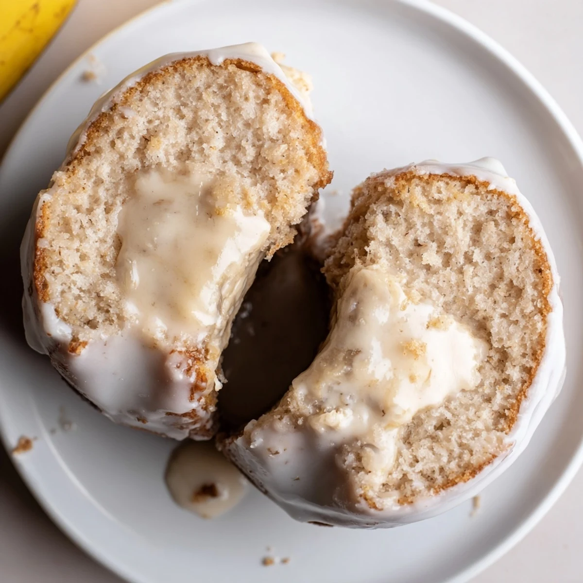 Stacked Banana Donuts served with coffee, moist banana flavor and tender texture