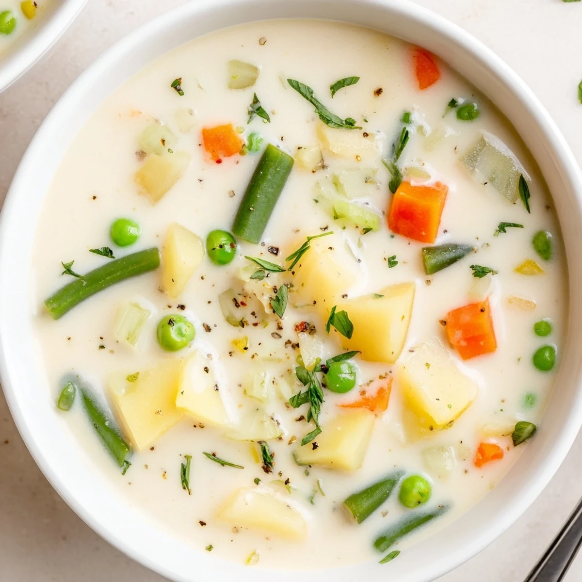 Creamy Vegetable Soup Recipe steaming in bowl, silky texture, fresh parsley garnish