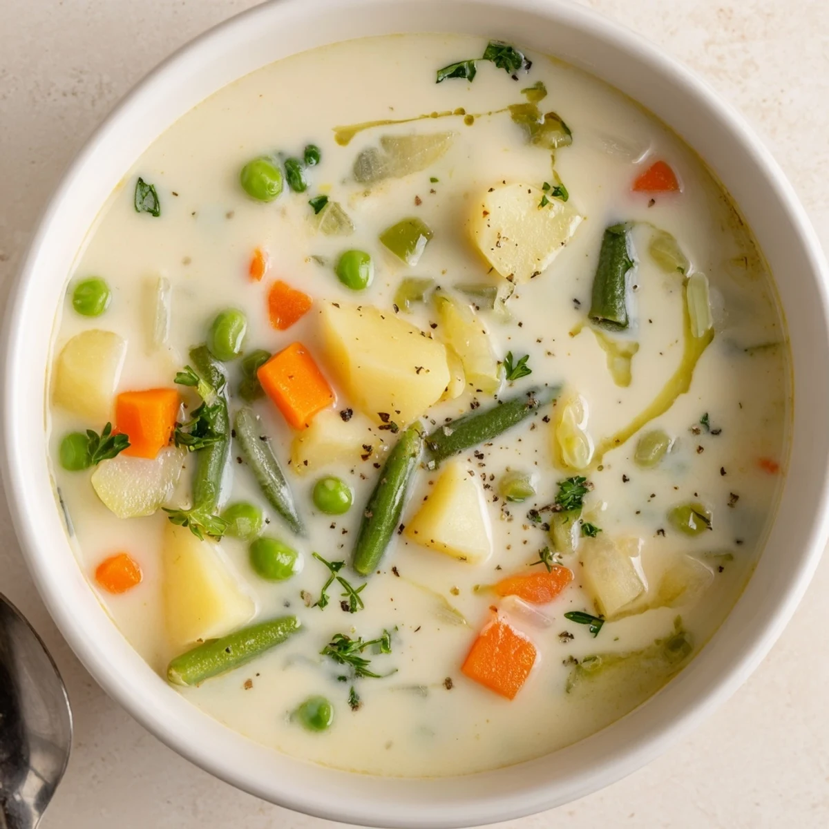 Hearty Creamy Vegetable Soup Recipe velvety, fragrant with thyme, perfect cool evenings