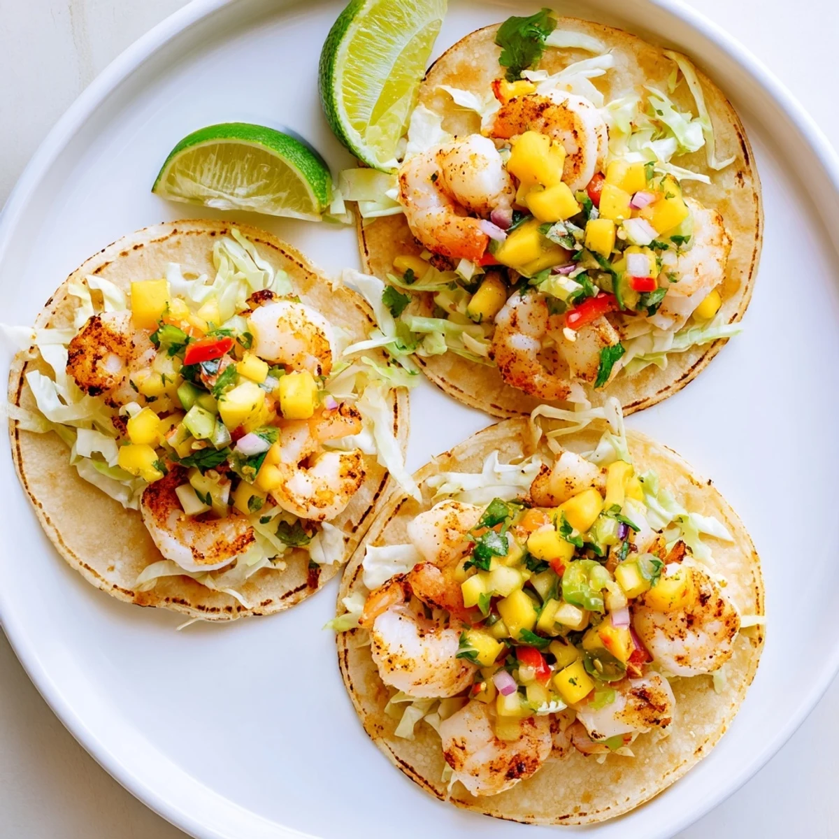 Shrimp Tacos With Mango Salsa served steaming, sweet mango, smoky-spiced shrimp.
