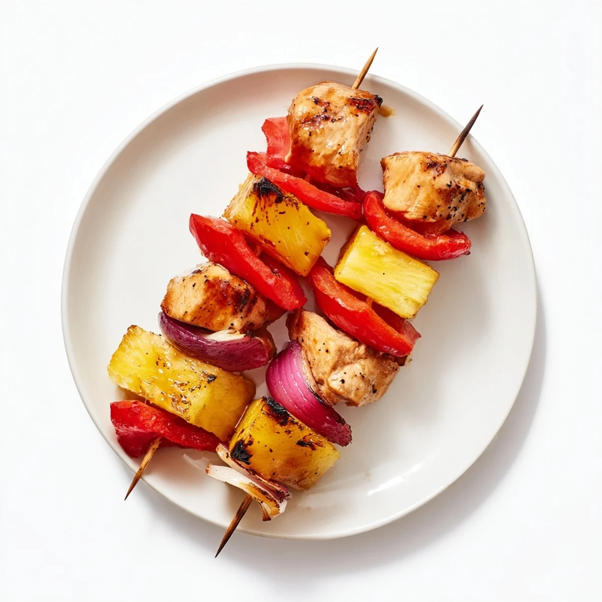 Sizzling Hawaiian Turn Turn Chicken Kebabs with charred pineapple, bell peppers, sweet glaze