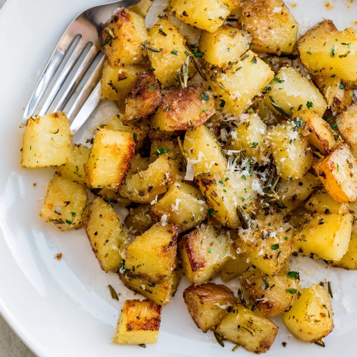 Foil-packed Herb Seasoned Grilled Potatoes In Foil, tender cubes tossed with garlic