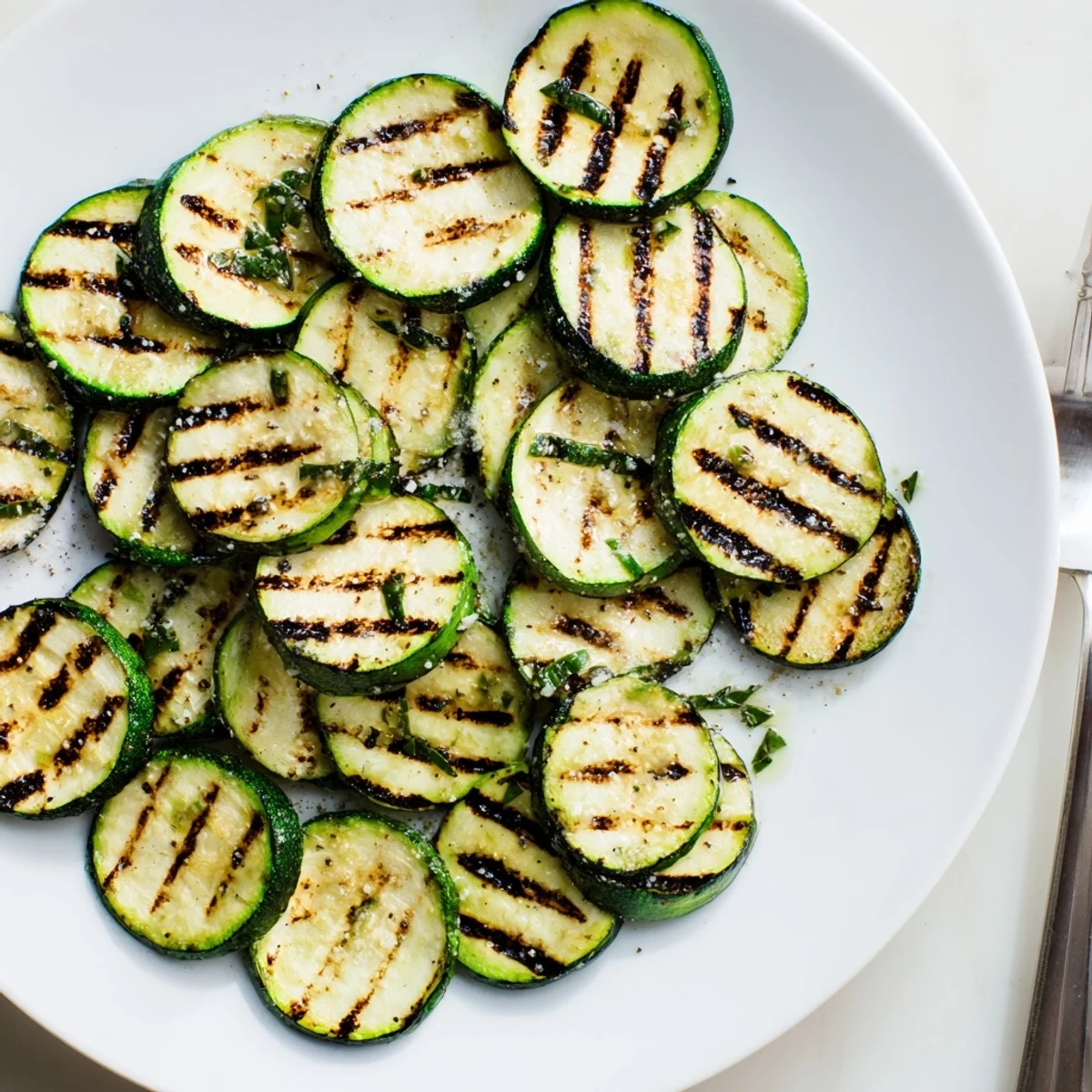 Crispy Grilled Zucchini With Parmesan And Fresh Herbs, charred edges and melting cheese