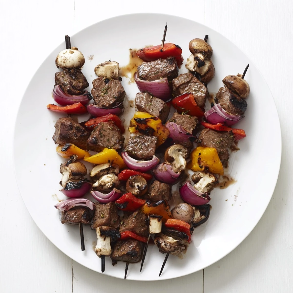 Smoky, seared skewers make Juicy Steak Kebabs With Savory Marinade For Summer Grilling irresistible