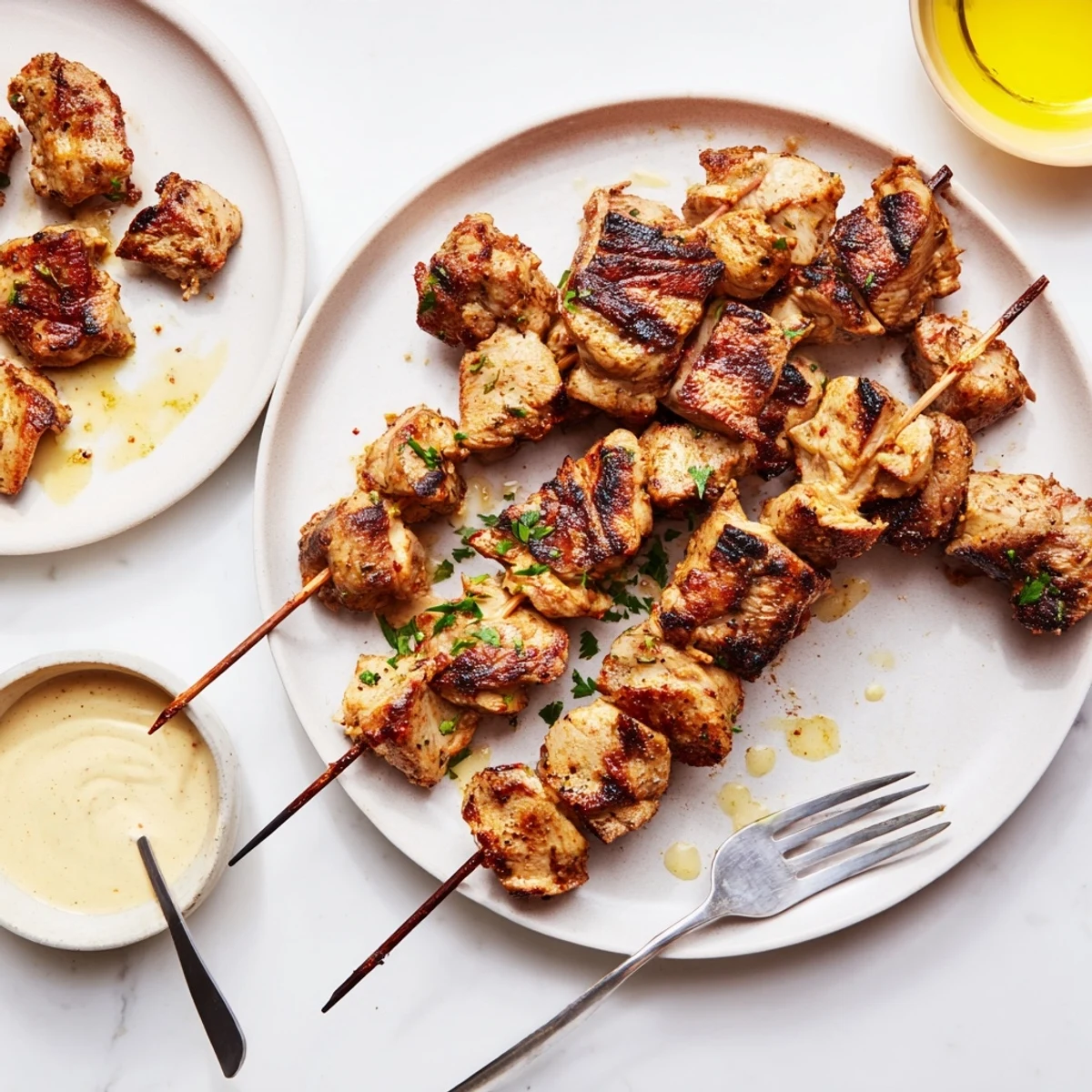 Smoky Grilled Chicken Bites With Creamy Garlic Sauce, perfect for sharing