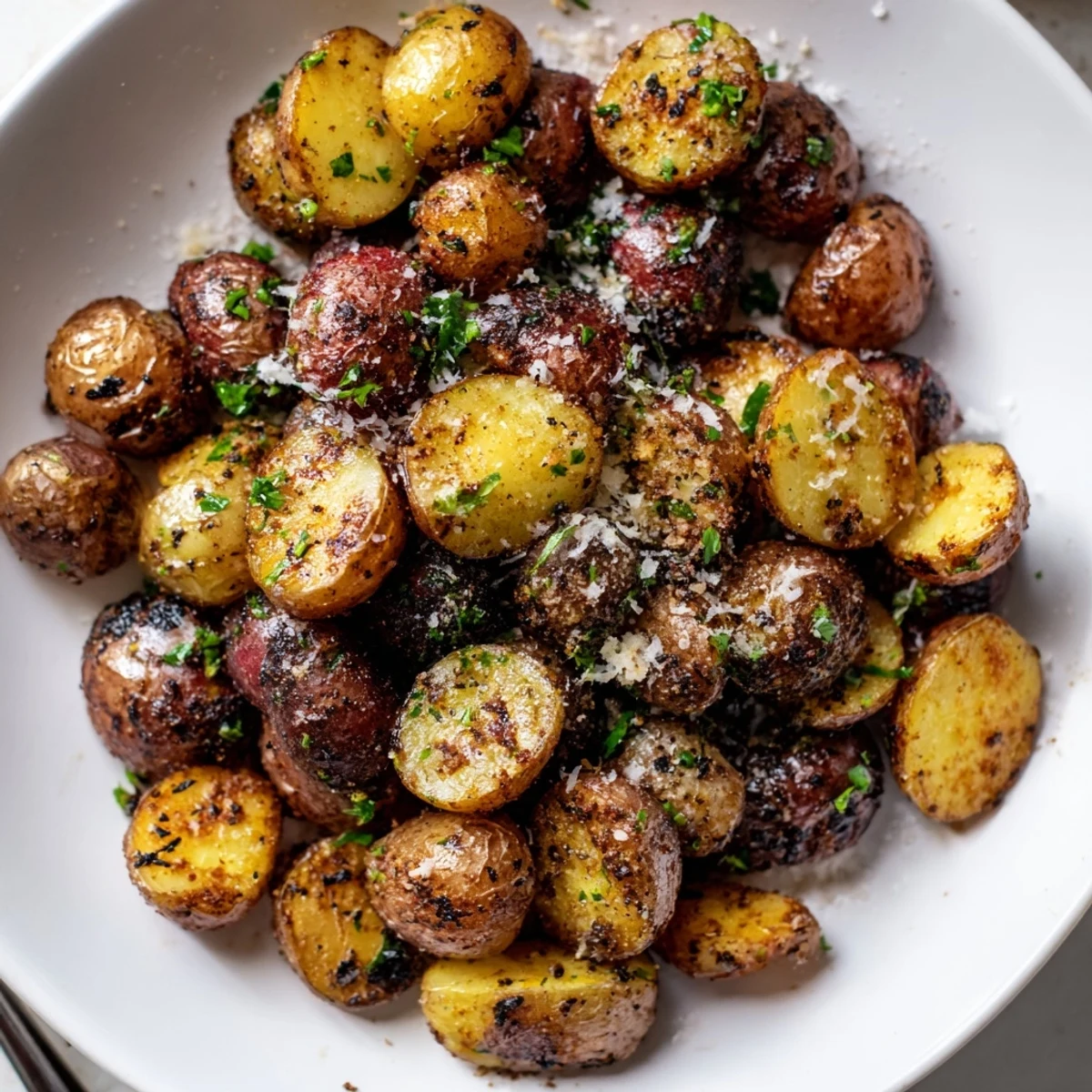 Grilled Potatoes Recipe skewered and charred on a hot grill, fork-tender inside