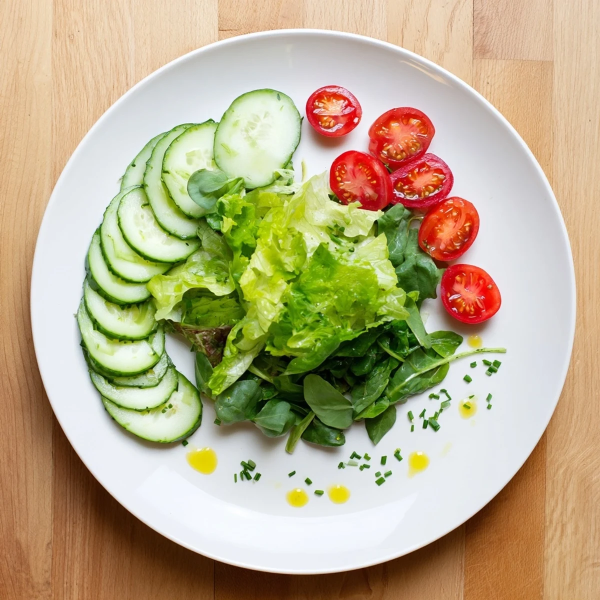 Simple Green Salad Recipe with crisp mixed greens, cucumber, and bright vinaigrette