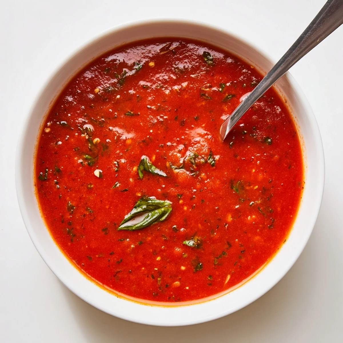 Emulsified Tomato Basil Vinaigrette spooned over roasted vegetables, tangy herb aroma