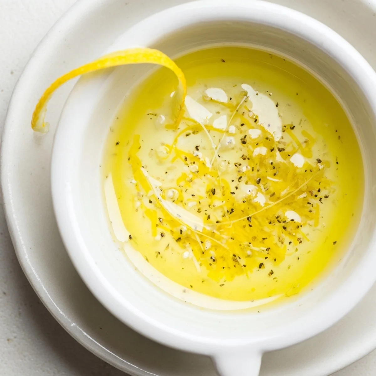 Silky Ina Garten Lemon Vinaigrette Dressing drizzled over mixed greens, tangy brightness  