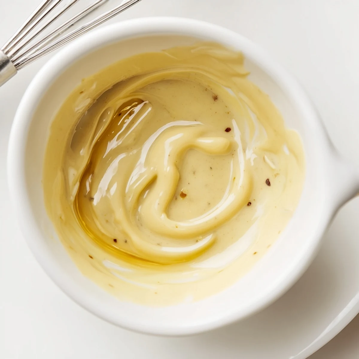 Silky Dijon Vinaigrette Recipe drizzled over mixed greens, bright tangy aroma.