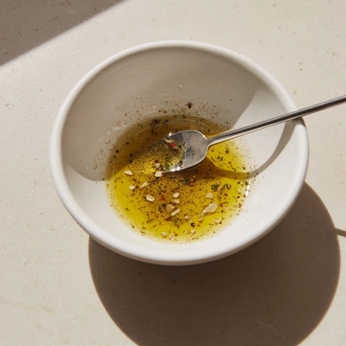 Creamy-seeming vinaigrette aroma of garlic and vinegar, ideal on roasted vegetables
