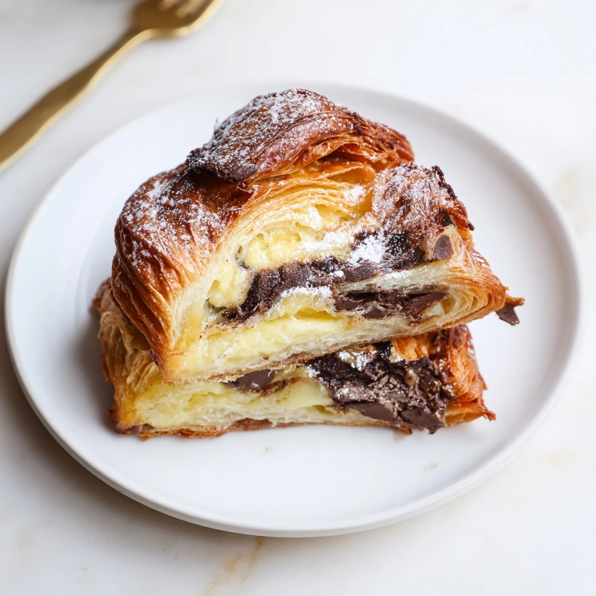 Buttery, pillowy bites in Chocolate Croissant Breakfast Bake served warm with berries.