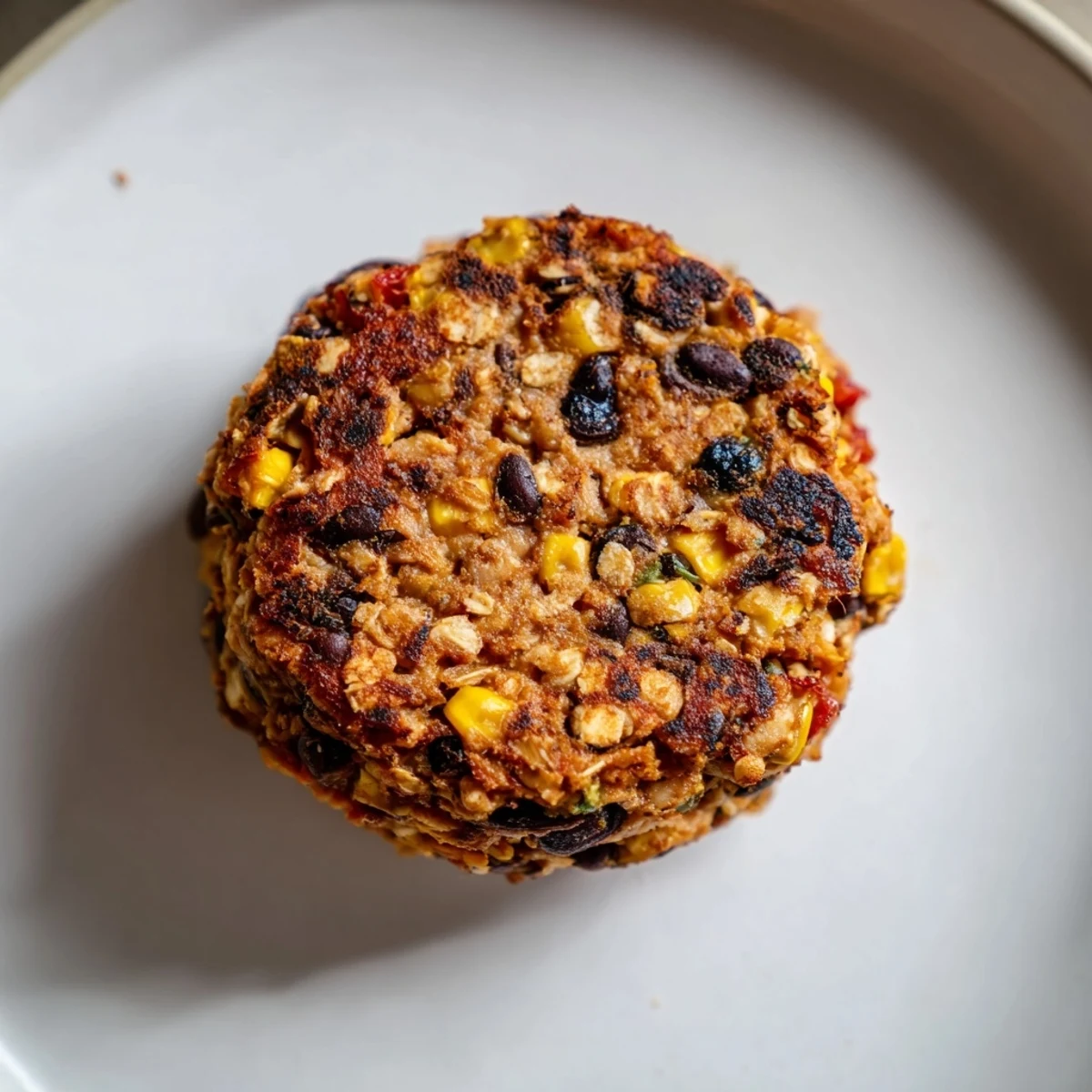 Homemade veggie burgers recipe served on a plate with crispy fries and pickle slices