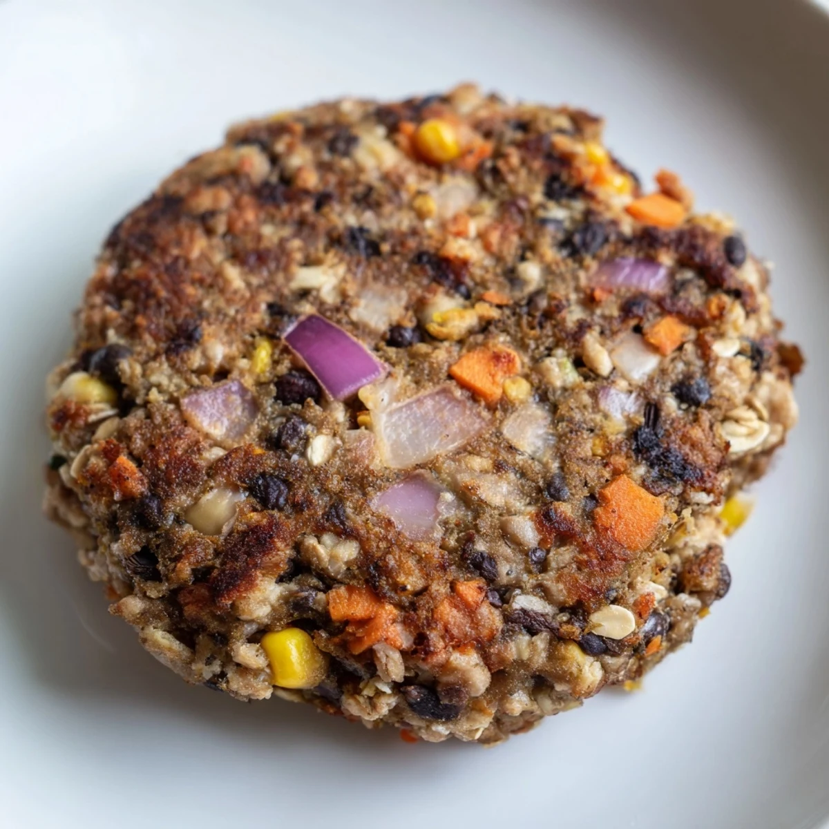 Hearty veggie burgers recipe sizzling in a skillet with colorful vegetables and black beans