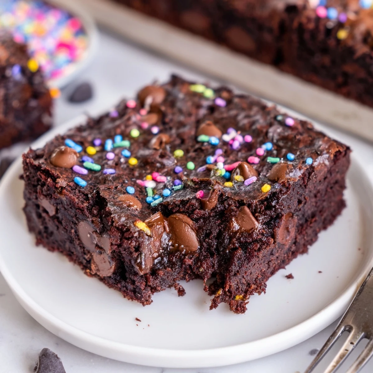 Warm Sourdough Cosmic Chocolate Brownies with tangy starter note, fudgy center.