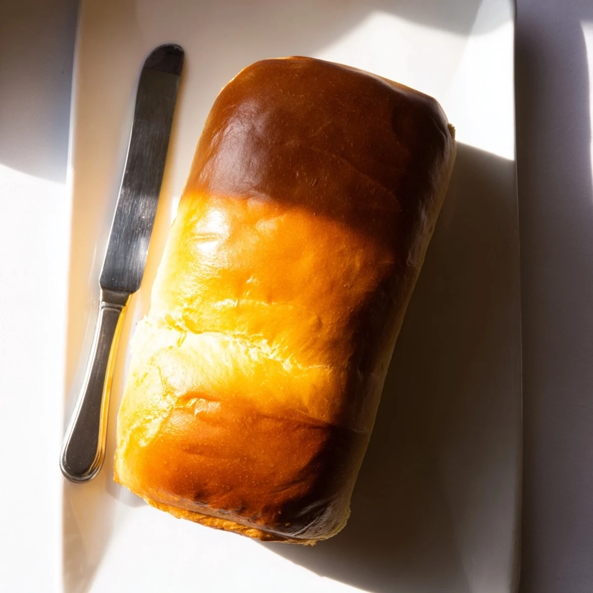 Freshly baked milk brioche bread cooling on wire rack with golden brown crust