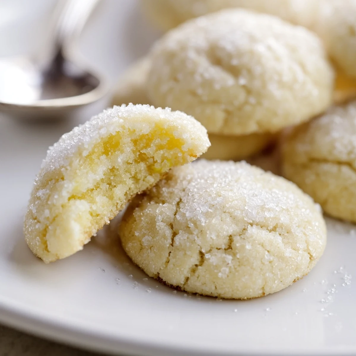 Fresh-baked Soft Chewy Lemon Cookies cooling on rack, tender centers, bright zest