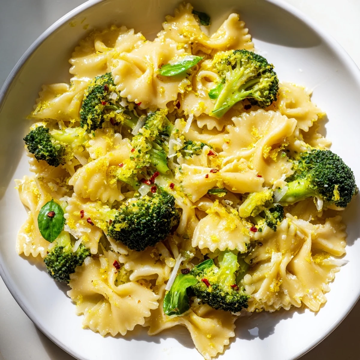 Mafaldine Limone Broccoli Pasta tossed in a bright, creamy lemon sauce with tender green florets