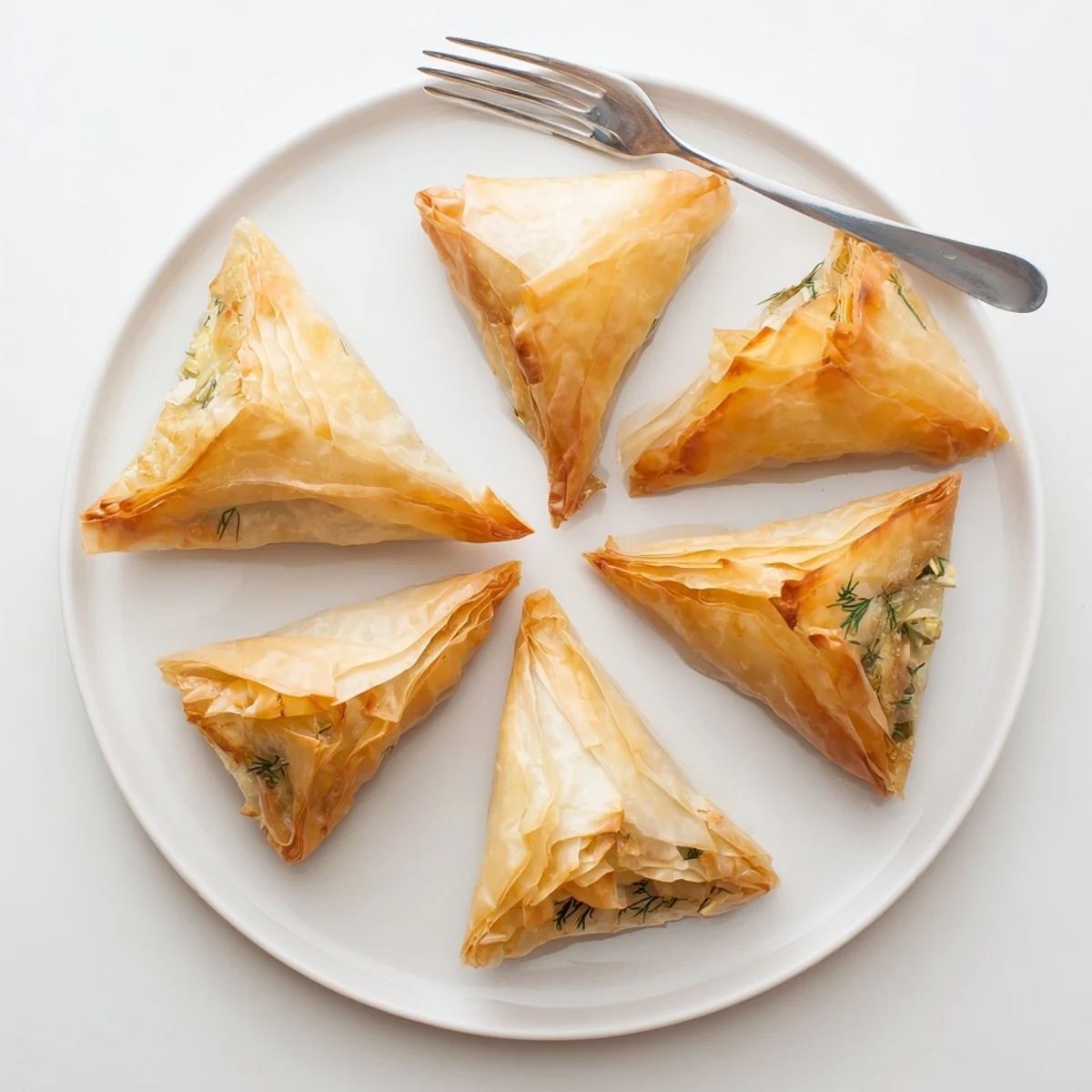 Close-up of artichoke and Graviera filo puffs revealing tender, cheesy artichoke centers inside