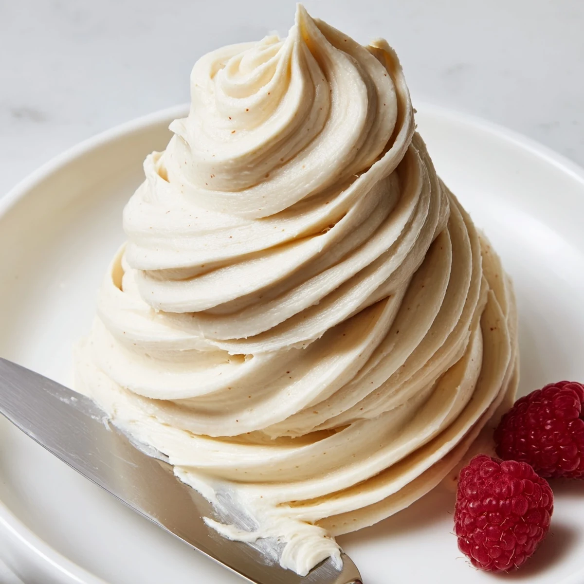 Glossy Italian Meringue Buttercream spread generously over a tall celebration cake