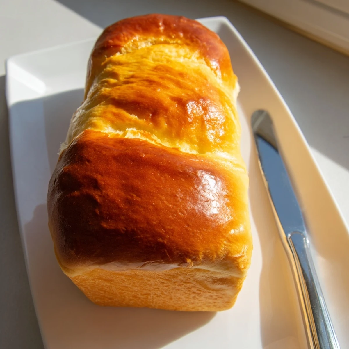 Sliced milk brioche soft bread revealing fluffy white interior perfect for breakfast toast